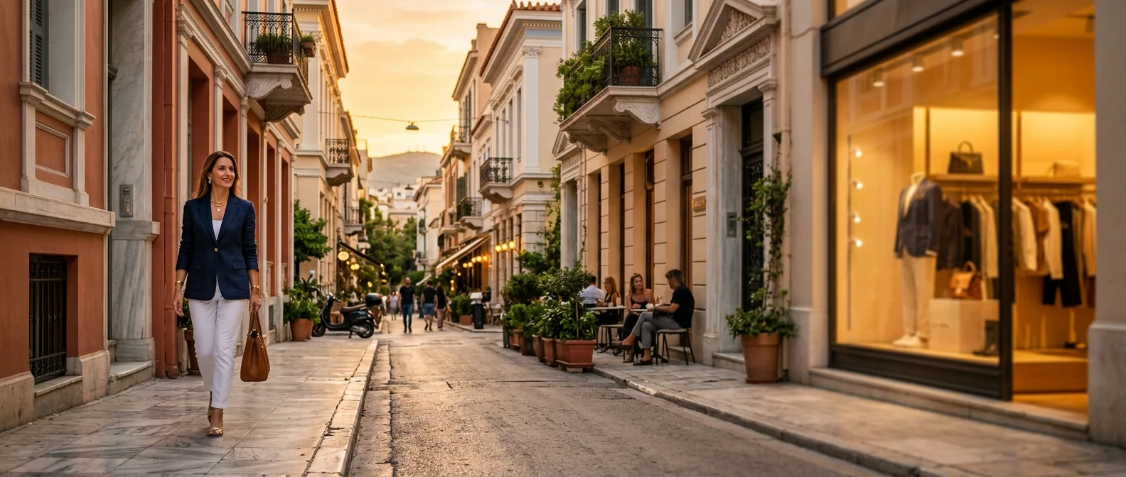 Πλατεία Κολωνακίου με τα στιλιζαρισμένα καφέ και τα νεοκλασικά κτίρια