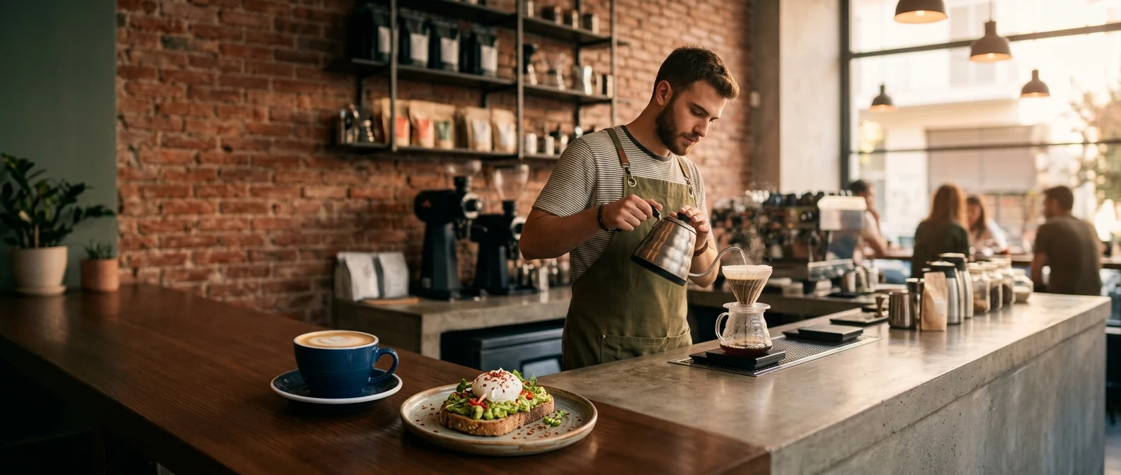 Πιάτο brunch με αυγά και καφέ φίλτρου σε καφέ των Εξαρχείων