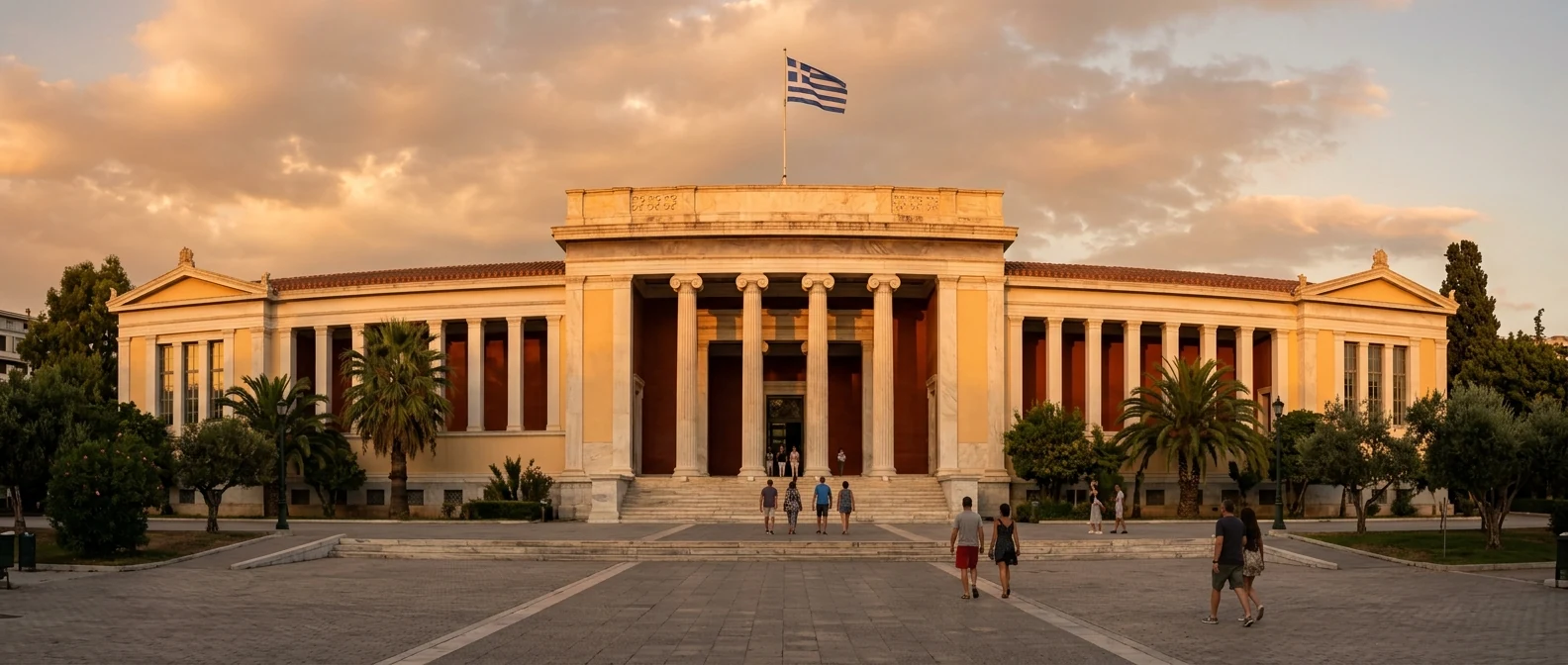 Νεοκλασική πρόσοψη του Εθνικού Αρχαιολογικού Μουσείου