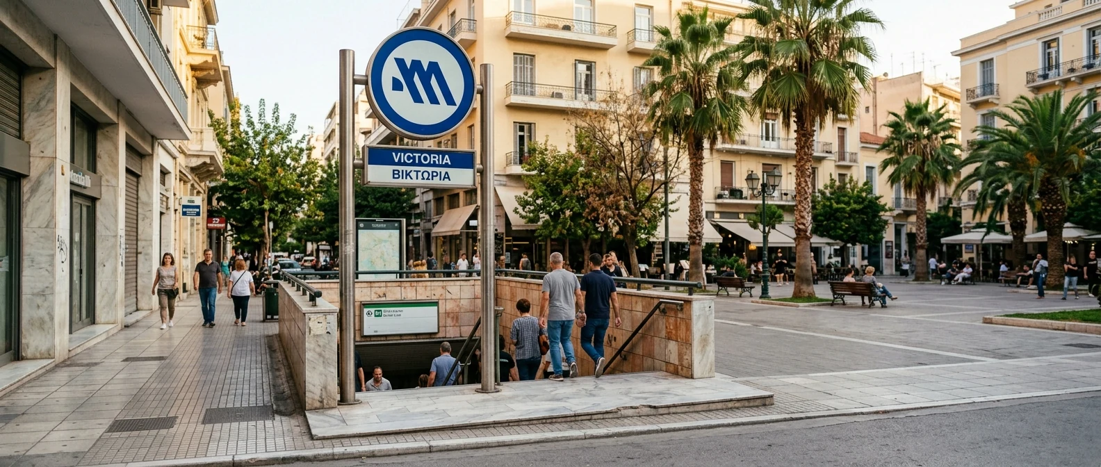 Είσοδος του σταθμού Βικτώρια στην ομώνυμη πλατεία